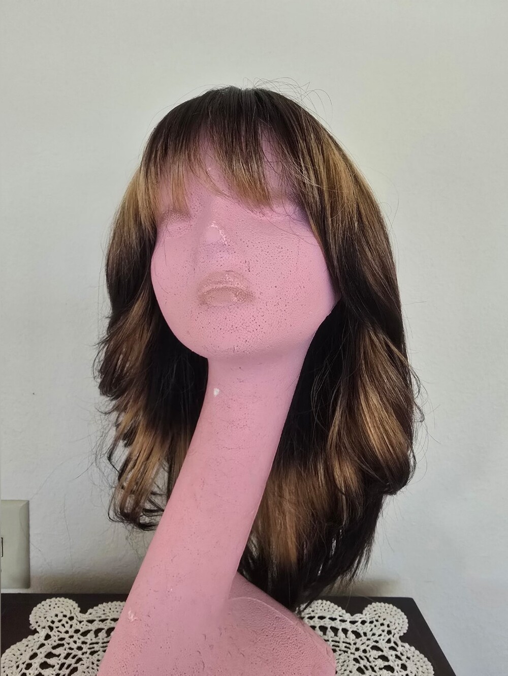 Bobbi Boss Women's Layered Synthetic Wig with Brown Base and Blonde Highlights